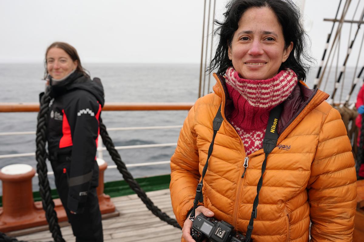 A woman with a camera