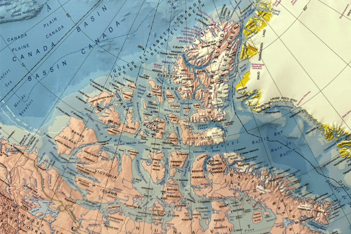 A map showing the Northwest Passage