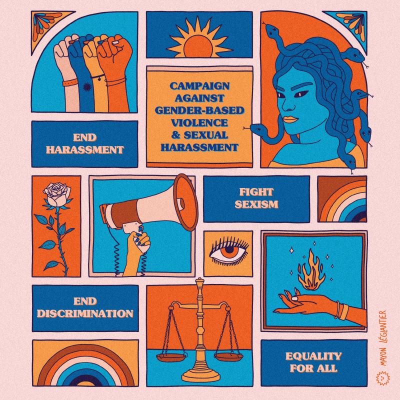 Illustrasjons-/bannerbilde for EUGLOH UniTes! Webinarer om likestilling og kjønnsbasert vold (2. utgave) / Webinar Series on Gender Equality and Gender-Based Violence (2nd Edition)