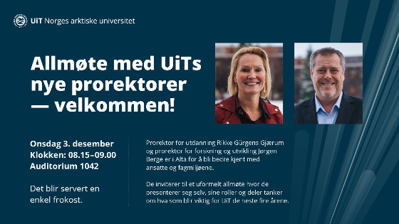 Illustrasjonsbilde for Allmøte med UiTs nye prorektorer – velkommen!