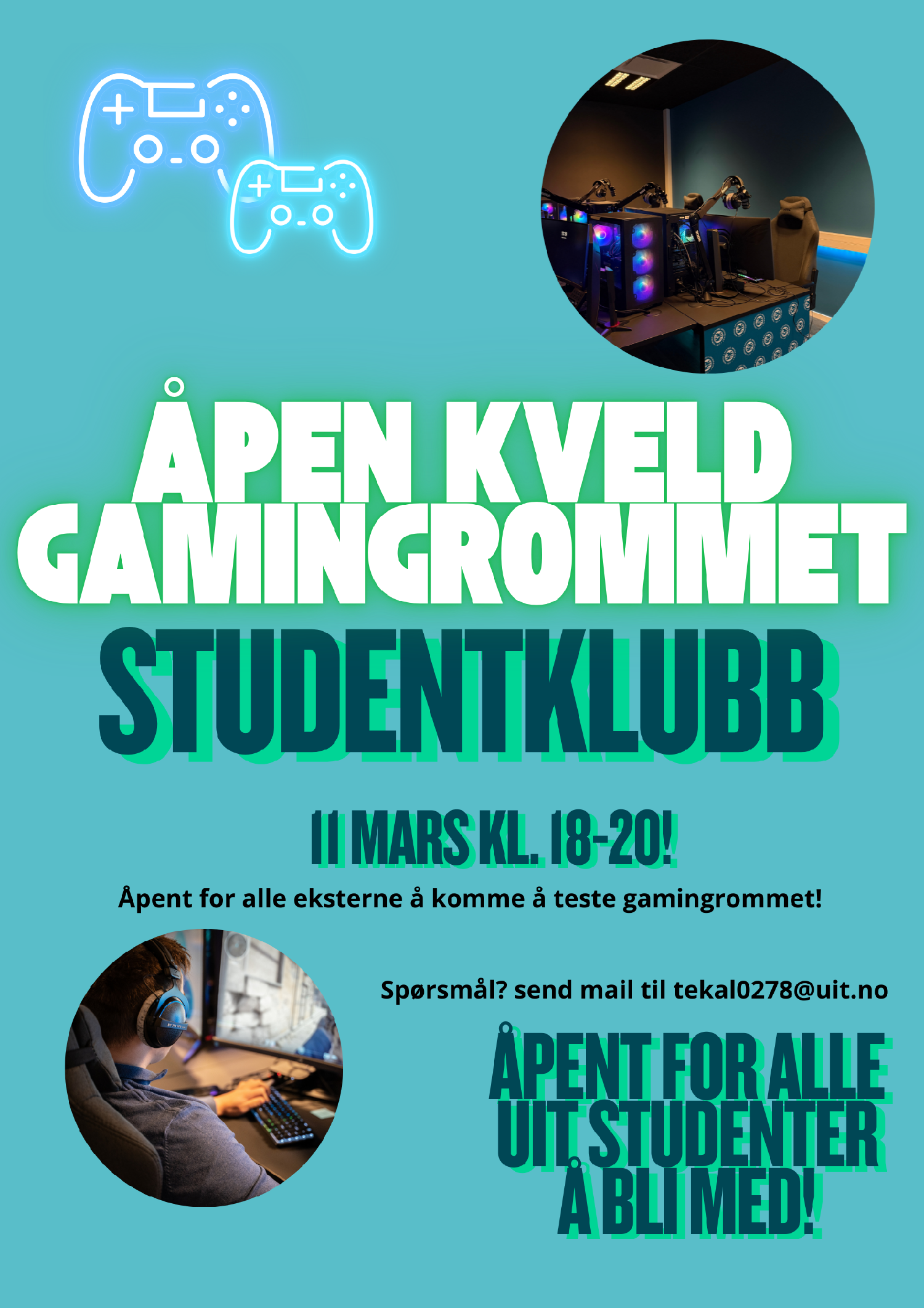 Illustrasjons-/bannerbilde for &Aring;pen kveld p&aring; E-sport/gamingrommet ved Campus Alta 