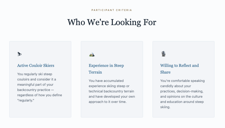 into the steep participant criteria